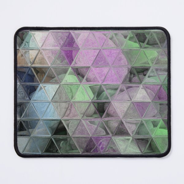 Item preview, Geometric Abstract Art Maximalist Style Boho Vibes Triangles Mosaic over Colorful Beach Pebbles 1 of 2 designed and sold by Beachy.