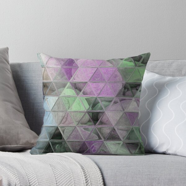 Item preview, Geometric Abstract Art Maximalist Style Boho Vibes Triangles Mosaic over Colorful Beach Pebbles 1 of 2 designed and sold by Beachy.