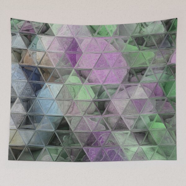 Item preview, Geometric Abstract Art Maximalist Style Boho Vibes Triangles Mosaic over Colorful Beach Pebbles 1 of 2 designed and sold by Beachy.