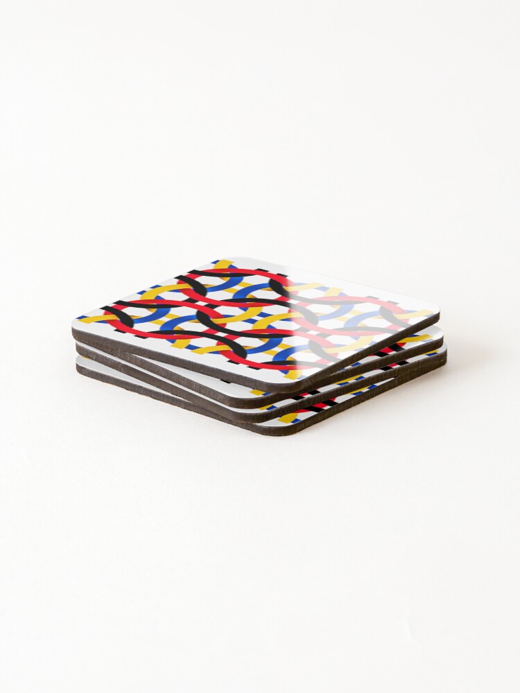 Thumbnail 4 of 5, Coasters (Set of 4), Color Combination Pattern, Retro Abstract Multi Color Pattern designed and sold by Mr-true-design.