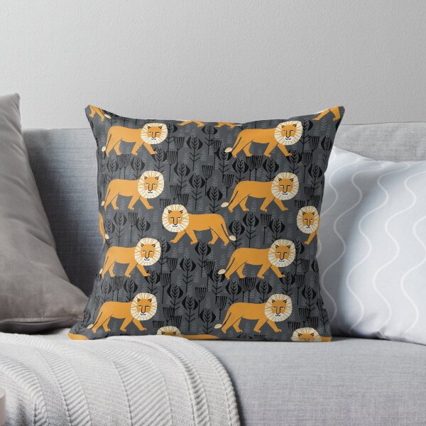 Safari Lion Pattern by Andrea Lauren Throw Pillow