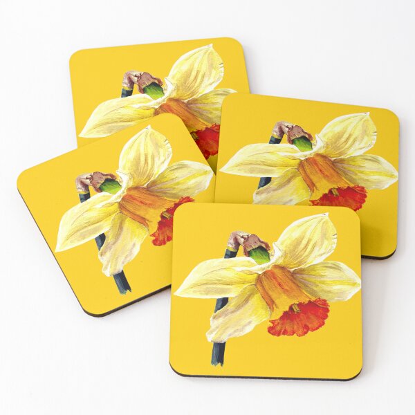 Item preview, Lady Hilaria Daffodil. Original Acrylic Painting by Jane Green. Yellow background designed and sold by janesg.