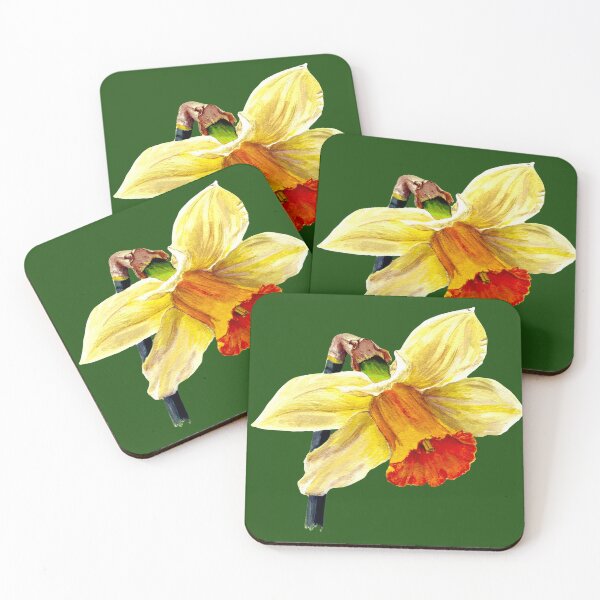 Item preview, Lady Hilaria Daffodil. Original Acrylic Painting by Jane Green. Green background designed and sold by janesg.