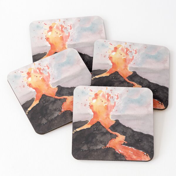 Item preview, Volcano Landscape - Watercolour Painting designed and sold by Pattokarts.