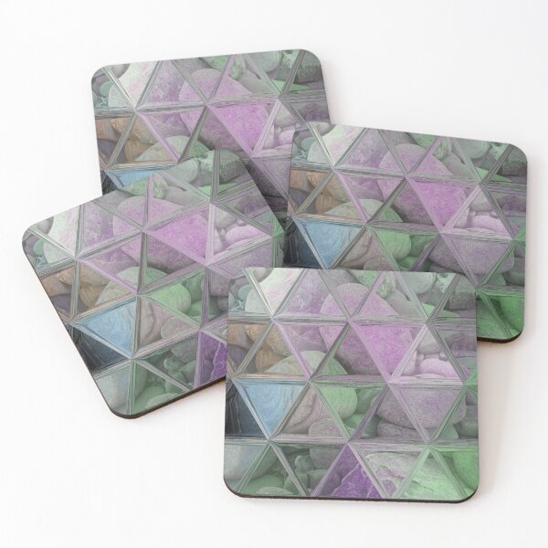 Item preview, Geometric Abstract Art Maximalist Style Boho Vibes Triangles Mosaic over Colorful Beach Pebbles 2 of 2 designed and sold by Beachy.