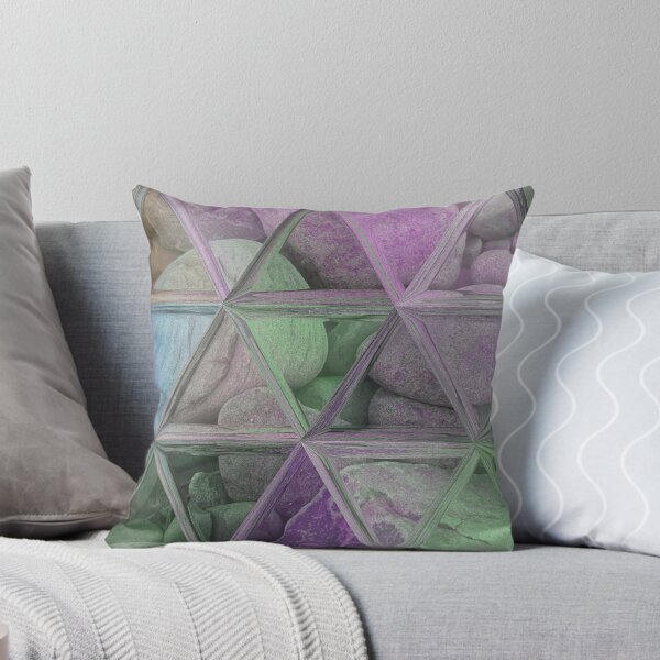 Item preview, Geometric Abstract Art Maximalist Style Boho Vibes Triangles Mosaic over Colorful Beach Pebbles 2 of 2 designed and sold by Beachy.