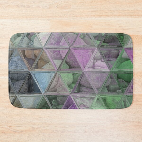 Item preview, Geometric Abstract Art Maximalist Style Boho Vibes Triangles Mosaic over Colorful Beach Pebbles 2 of 2 designed and sold by Beachy.