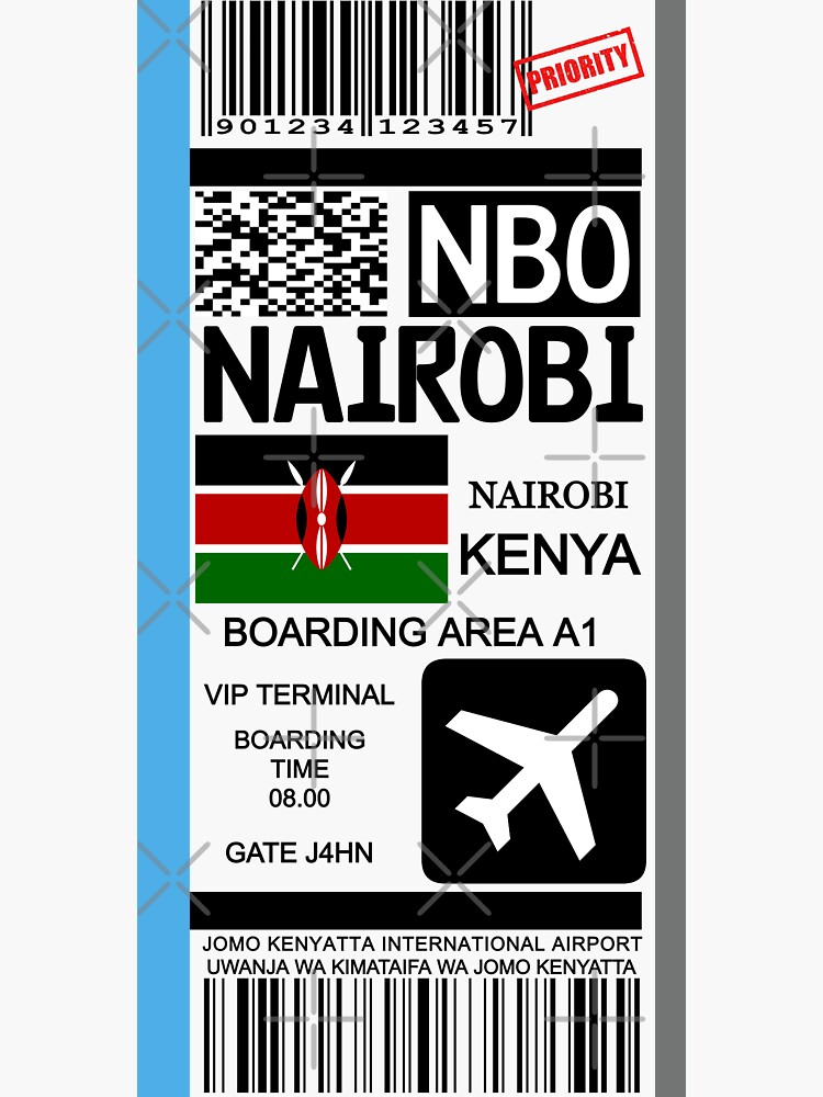 "Nairobi Kenya travel ticket" Sticker for Sale by JDWalkerco Redbubble