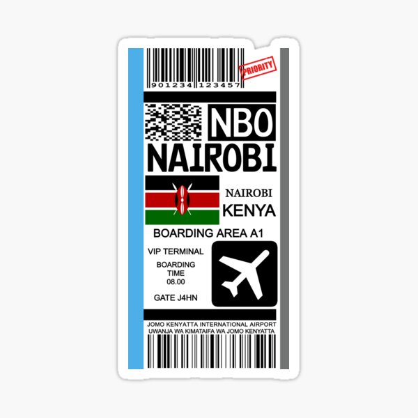 "Nairobi Kenya travel ticket" Sticker for Sale by JDWalkerco Redbubble