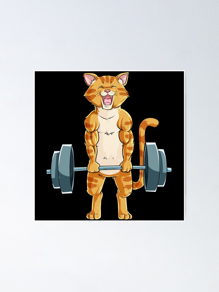 Cat-Deadlift-Powerlifting-T-Shirt-Fitness-Gym-Lifting-Weights-Tee-Gifts |  Poster