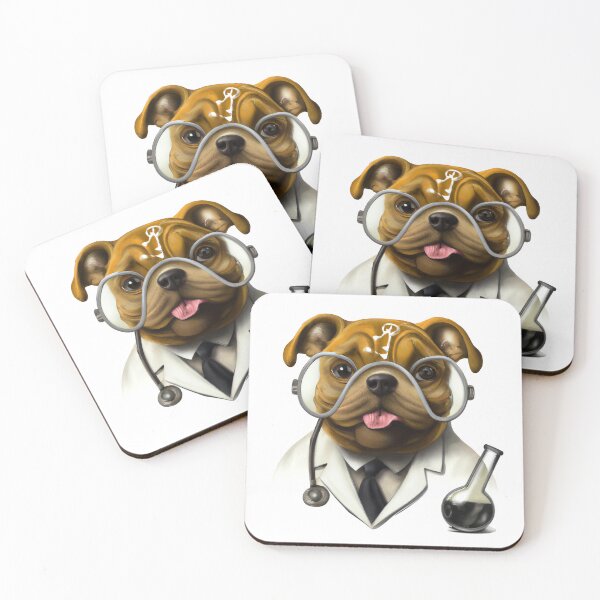 Item preview, Bulldog scientist Painting Cartoon Drawing Dog Art designed and sold by elhefe.