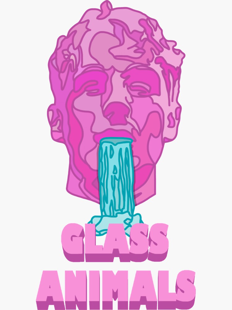 "Glass Animals Soda Waterfalls (Head and Logo) Sticker" Sticker for