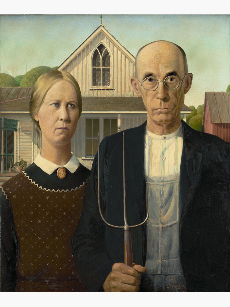 American Gothic Oil Painting by Grant Wood by podartist