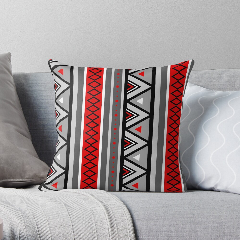 Southwestern Geometric Red Gray