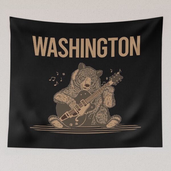 Item preview, Bear With Guitar Washington designed and sold by BloodMoneyTwit.