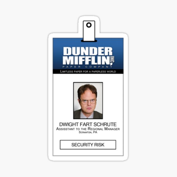  Dwight Schrute The Office ID Badge Shirt Sticker For Sale By Yousc65tw Redbubble