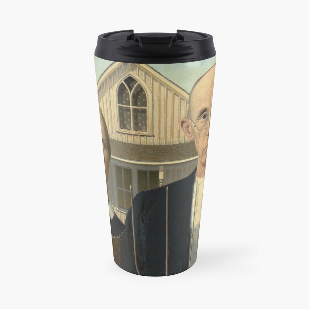American Gothic Oil Painting by Grant Wood Travel Mug