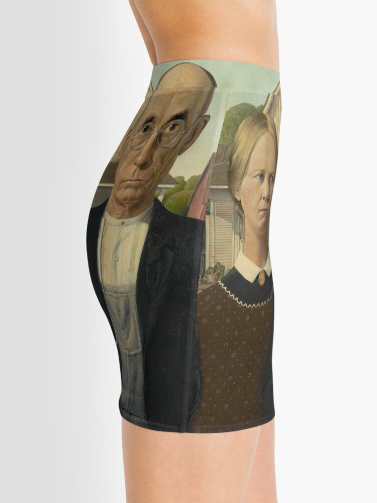 Alternate view of American Gothic Oil Painting by Grant Wood Mini Skirt
