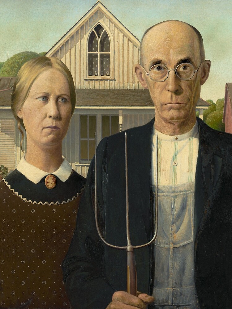 American Gothic Oil Painting by Grant Wood by podartist