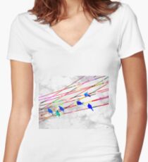 Birds on the Wire Women's Fitted V-Neck T-Shirt