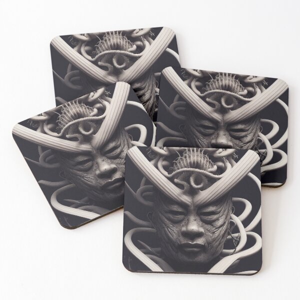 Artikelvorschau, HR Giger inspirierte 3D Ukiyo-e von Musashi, japanischer Budo Samurai entworfen und verkauft von ArtificialEye.
