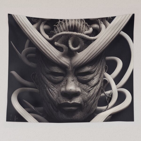 Item preview, HR Giger Inspired 3d Ukiyo-e of Musashi, Japanese Budo Samurai designed and sold by ArtificialEye.
