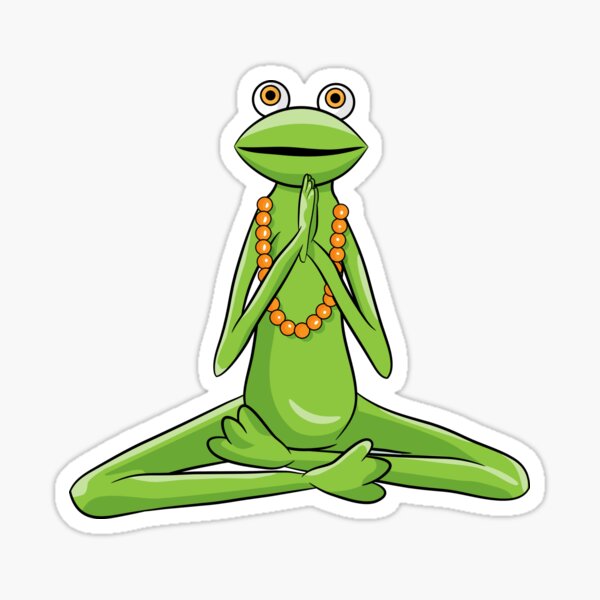 Yoga frogs. meditating frog doing yoga.  Sticker for Sale by HopItStudio