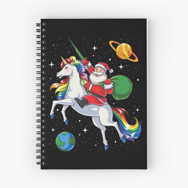 Aperçu de l'œuvre Santa-Riding-Licorne-T-Shirt-Noël-Cadeaux-Rainbow-Space créée et vendue par Theav165kps.