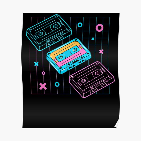 Cassettes Vaporwave Retrowave Synthwave Retro Vintage Tech 80s 90s Style Poster For Sale