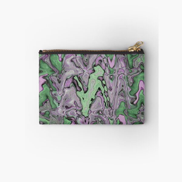 Item preview, Wavy Lines Liquid Abstract Art in Shades of Green Lilac Gray - Hippie Style designed and sold by Beachy.