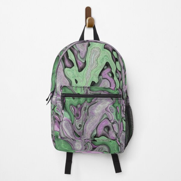 Item preview, Wavy Lines Liquid Abstract Art in Shades of Green Lilac Gray - Hippie Style designed and sold by Beachy.