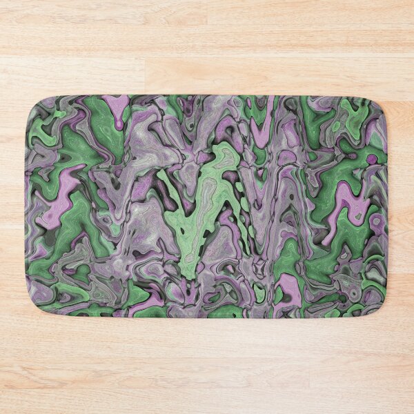 Item preview, Wavy Lines Liquid Abstract Art in Shades of Green Lilac Gray - Hippie Style designed and sold by Beachy.