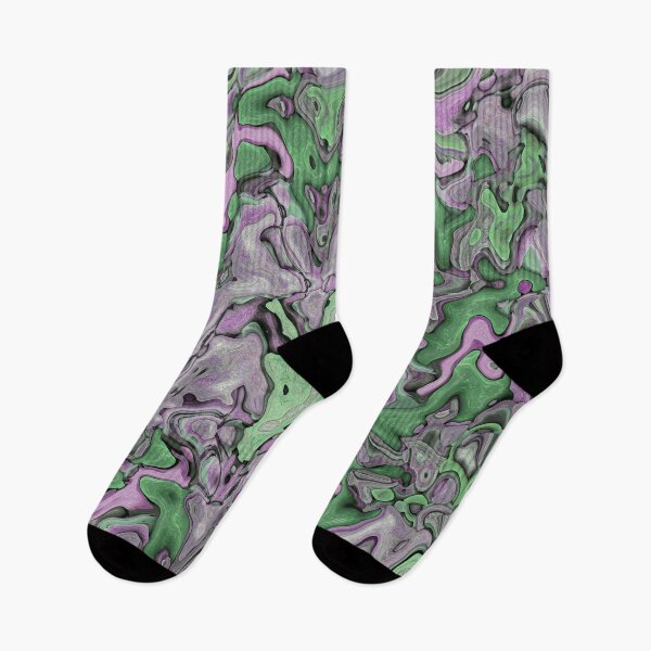 Item preview, Wavy Lines Liquid Abstract Art in Shades of Green Lilac Gray - Hippie Style designed and sold by Beachy.