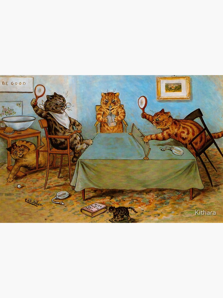 "Cats Playing PingPong Print Louis Wain Cat PingPong Game Art" Poster