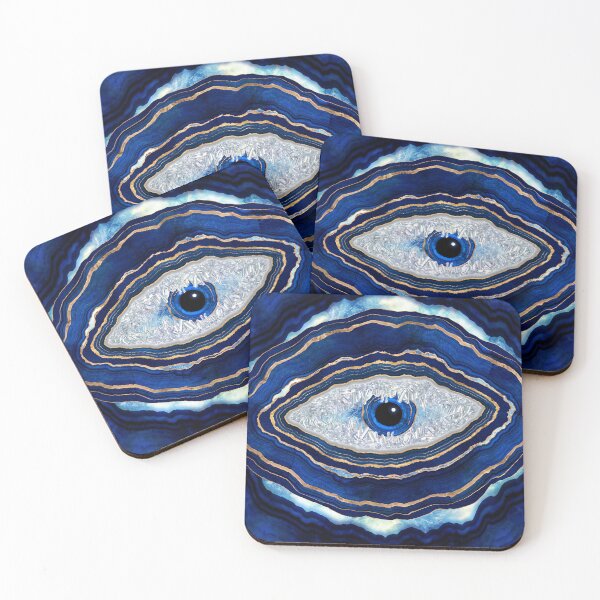 Item preview, Evil Eye Blue Agate Geode Ditital Art designed and sold by k9printart.