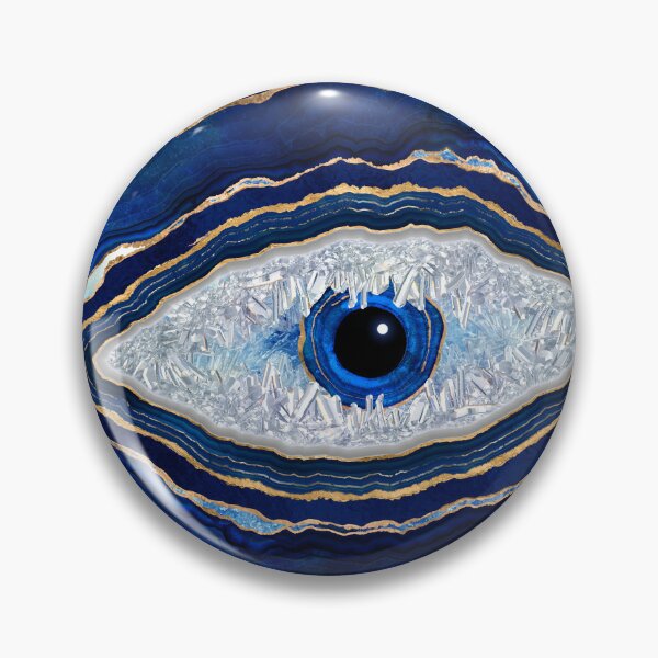 Item preview, Evil Eye Blue Agate Geode Ditital Art designed and sold by k9printart.