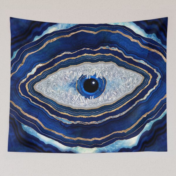 Item preview, Evil Eye Blue Agate Geode Ditital Art designed and sold by k9printart.