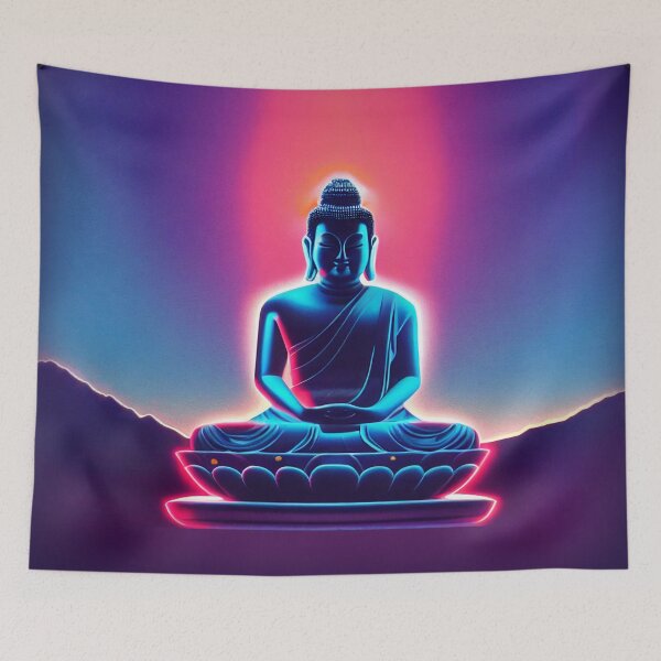 Item preview, Retrowave glowing Buddha Statue, Enlightenment with style designed and sold by ArtificialEye.