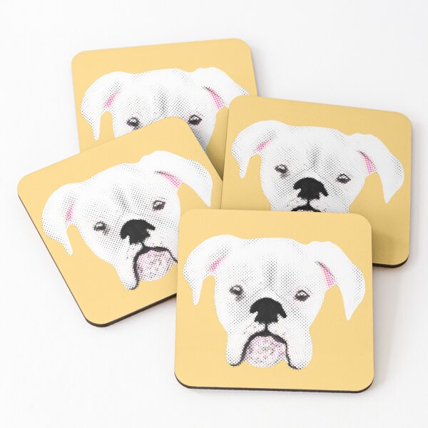 Item preview, WHITE BOXER DOG PUPPY HALFTONE LIGHT ORANGE designed and sold by GIVENGRACE.ART.