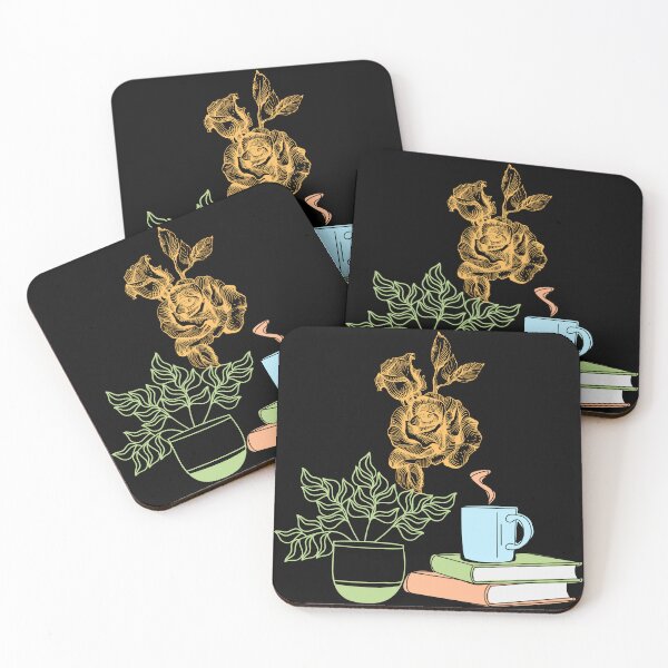 Item preview,  flowery books and tea  designed and sold by ApurwaArtShop.