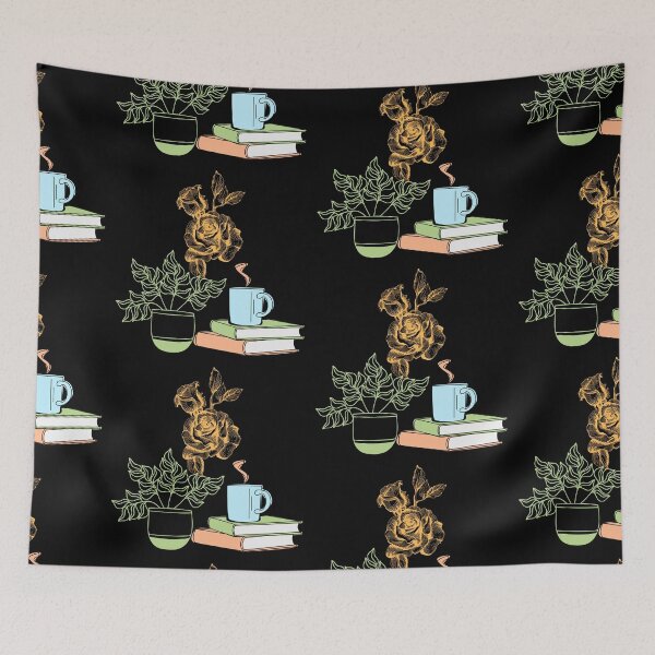 Item preview,  flowery books and tea  designed and sold by ApurwaArtShop.