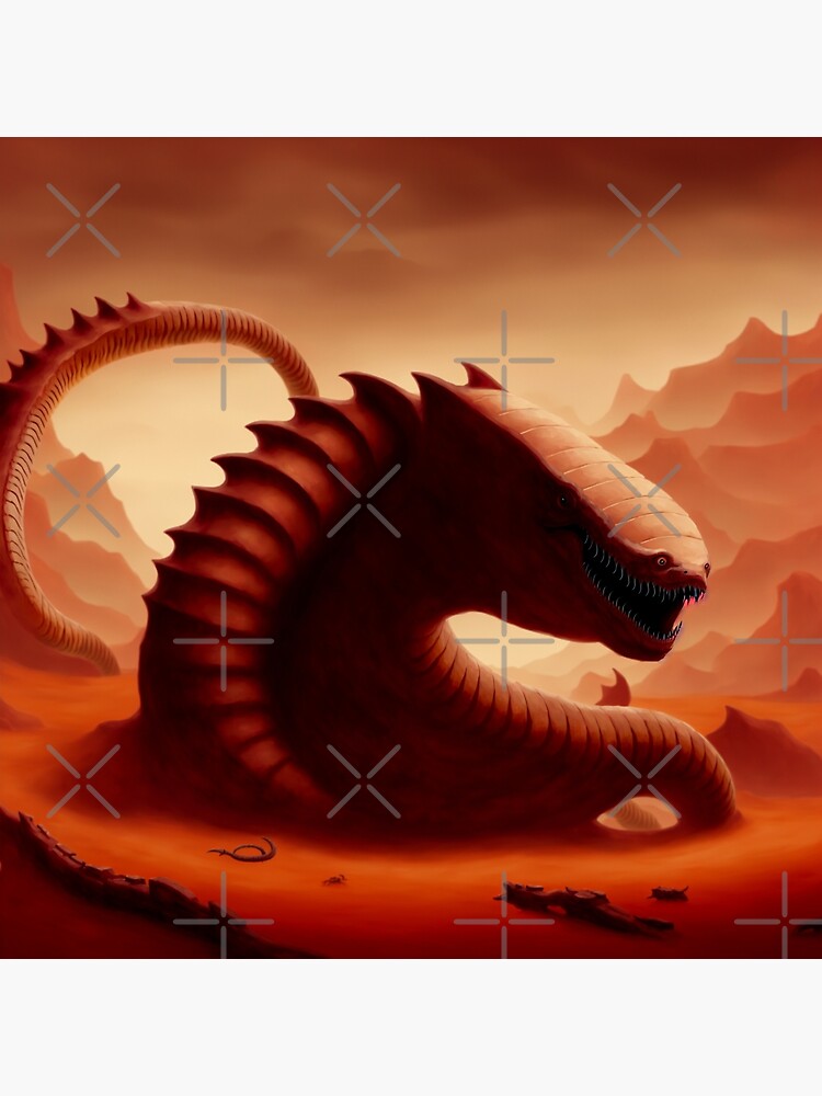 Póster «OlgoiKhorkhoi el gusano de la muerte mongol junto a unas ruinas en el desierto» de