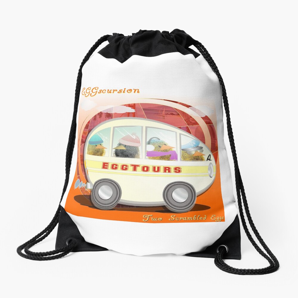 Two Scrambled Eggs - EGGscursion Drawstring Bag