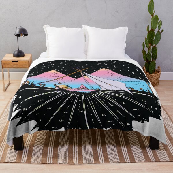 Item preview, camping fire under moon and stars mountains designed and sold by XXgooddeedXX.