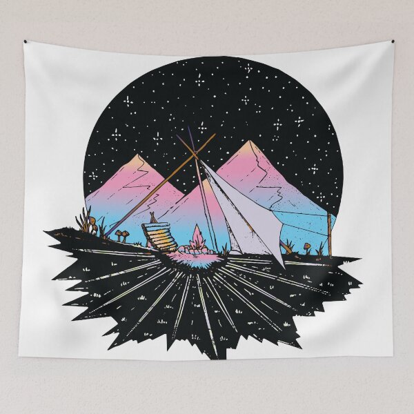 Item preview, camping fire under moon and stars mountains designed and sold by XXgooddeedXX.