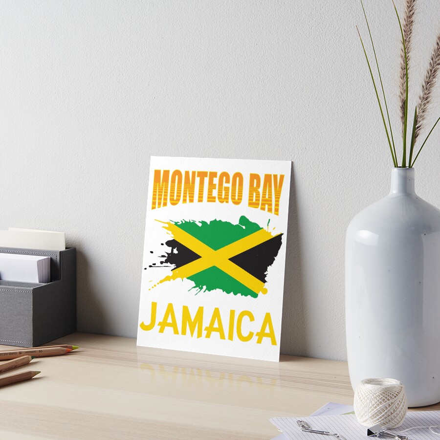 "Montego Bay Jamaica Jamaican Flag Banner Art Gift" Art Board Print by