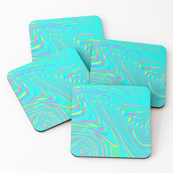 Item preview, Modern Liquid Swirl Abstract Pattern Square Vibrant Neon Blue, Turquoise Multicolor Design designed and sold by theprintedclub.