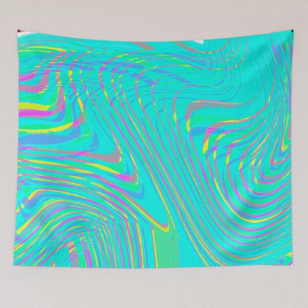 Item preview, Modern Liquid Swirl Abstract Pattern Square Vibrant Neon Blue, Turquoise Multicolor Design designed and sold by theprintedclub.