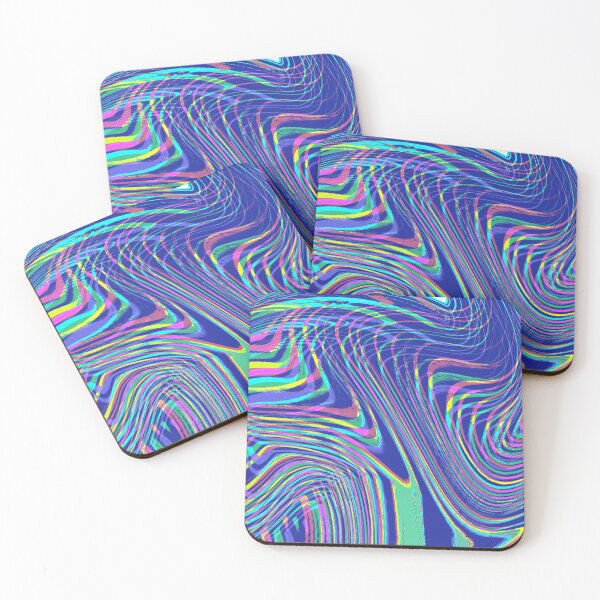 Item preview, Modern Liquid Swirl Abstract Pattern Square Vibrant Neon  and Dark Blue Multicolor Design designed and sold by theprintedclub.