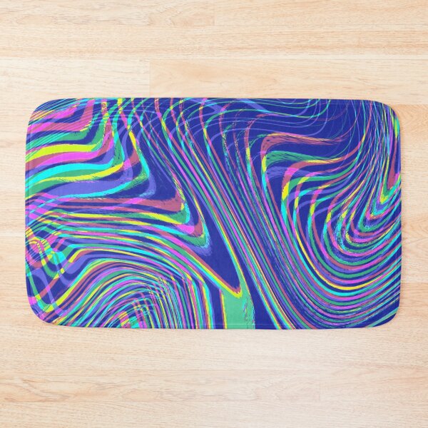 Item preview, Modern Liquid Swirl Abstract Pattern Square Vibrant Neon  and Dark Blue Multicolor Design designed and sold by theprintedclub.
